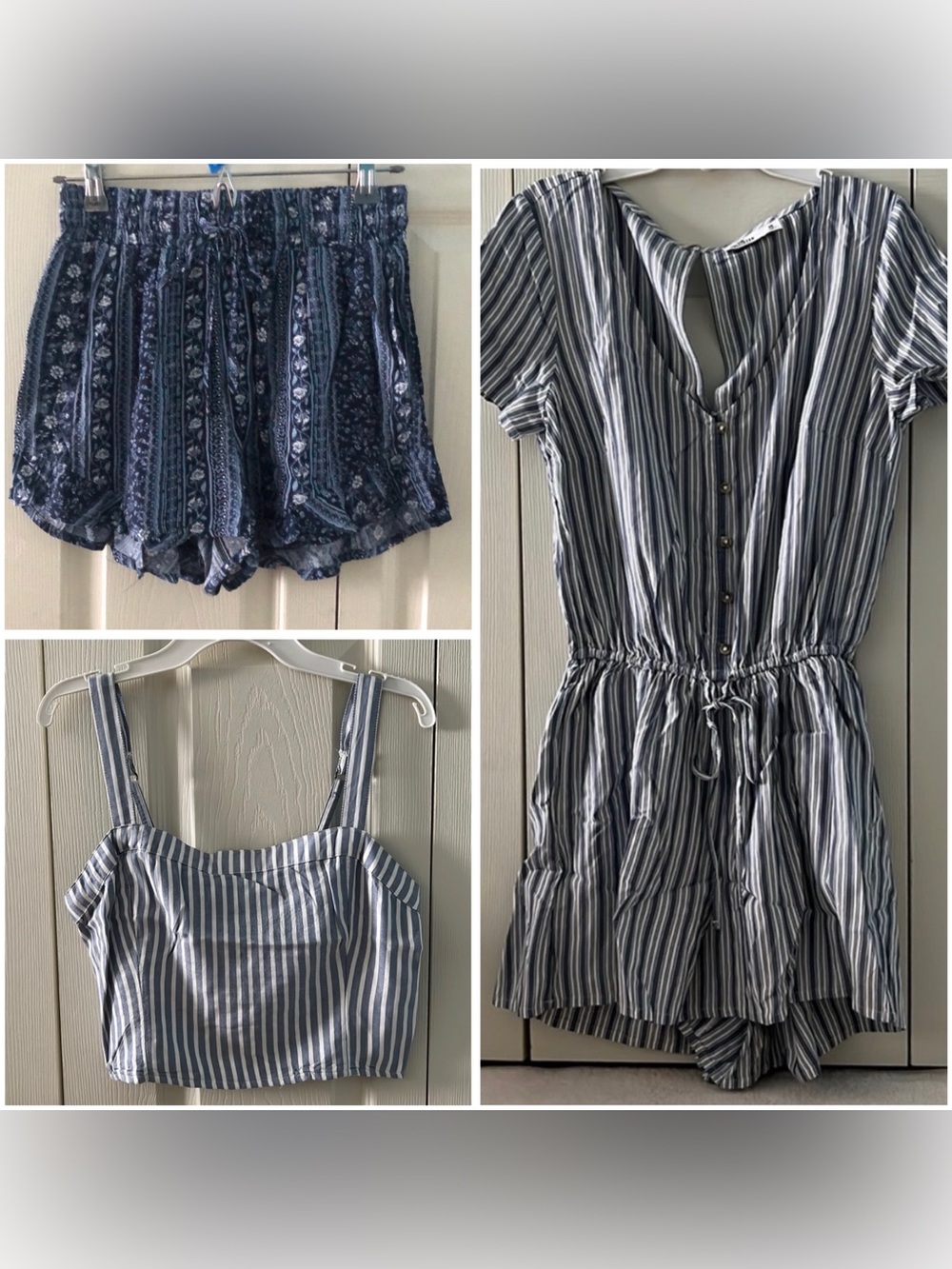 Hollister Bundle of 3 Summer Clothes (shorts, crop top, romper). Like new.
